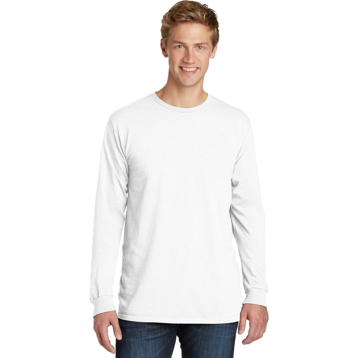 Port & Company ® Beach Wash ® Garment-Dyed Long Sleeve Tee PC099LS - White - Port & Company PC099LS T-Shirts Port & Company