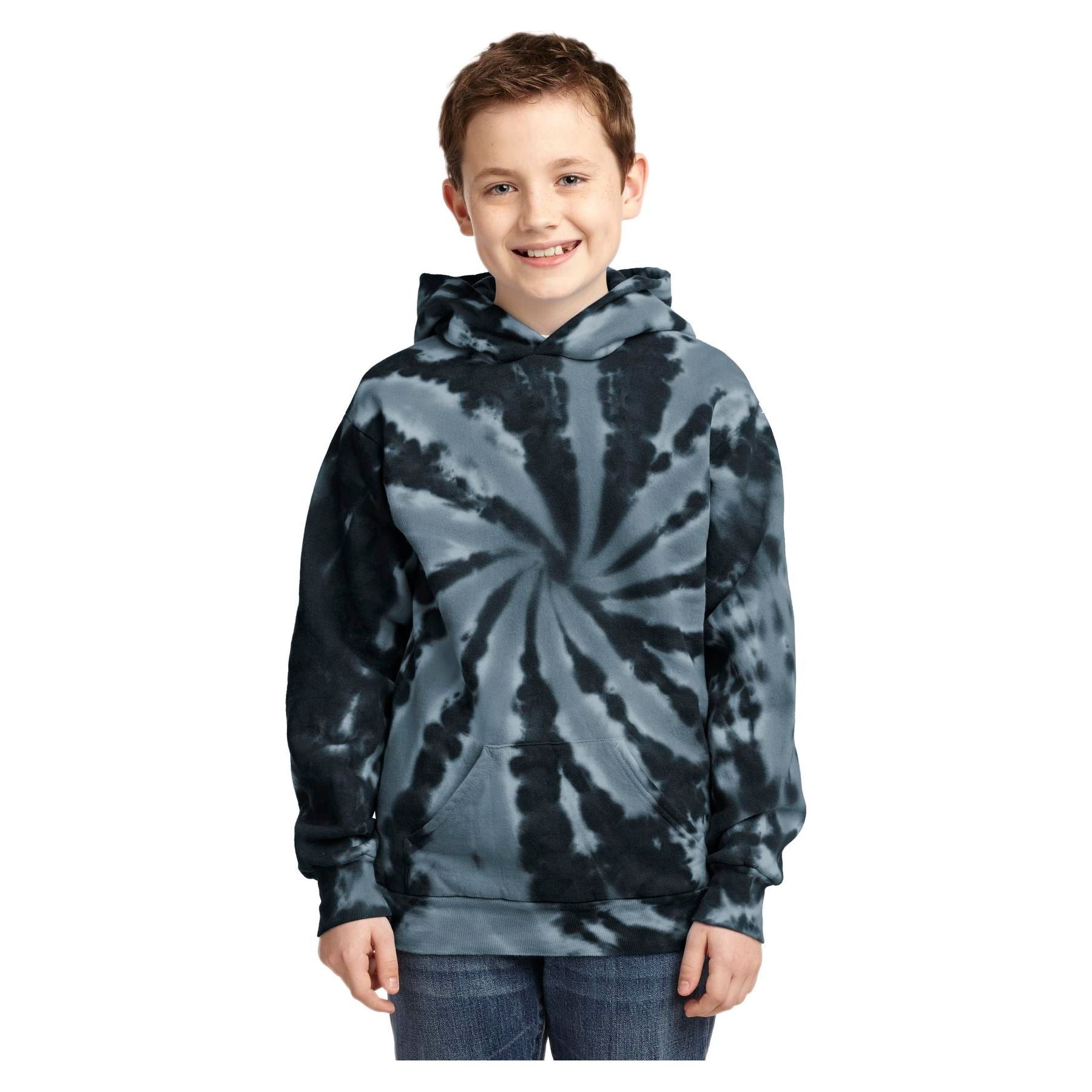 Port & Company ® Youth Tie-Dye Pullover Hooded Sweatshirt. PC146Y - Port & Company PC146Y Sweatshirts/Fleece Port & Company Black XS