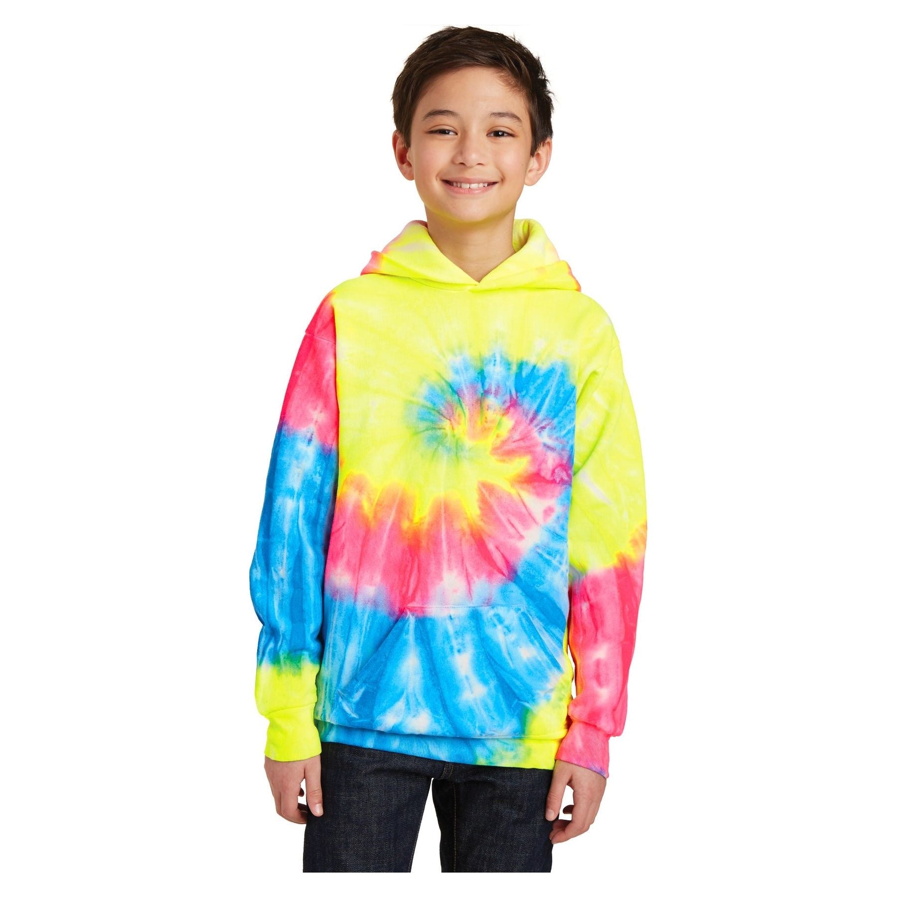 Port & Company ® Youth Tie-Dye Pullover Hooded Sweatshirt. PC146Y - Port & Company PC146Y Sweatshirts/Fleece Port & Company Neon Rainbow XS