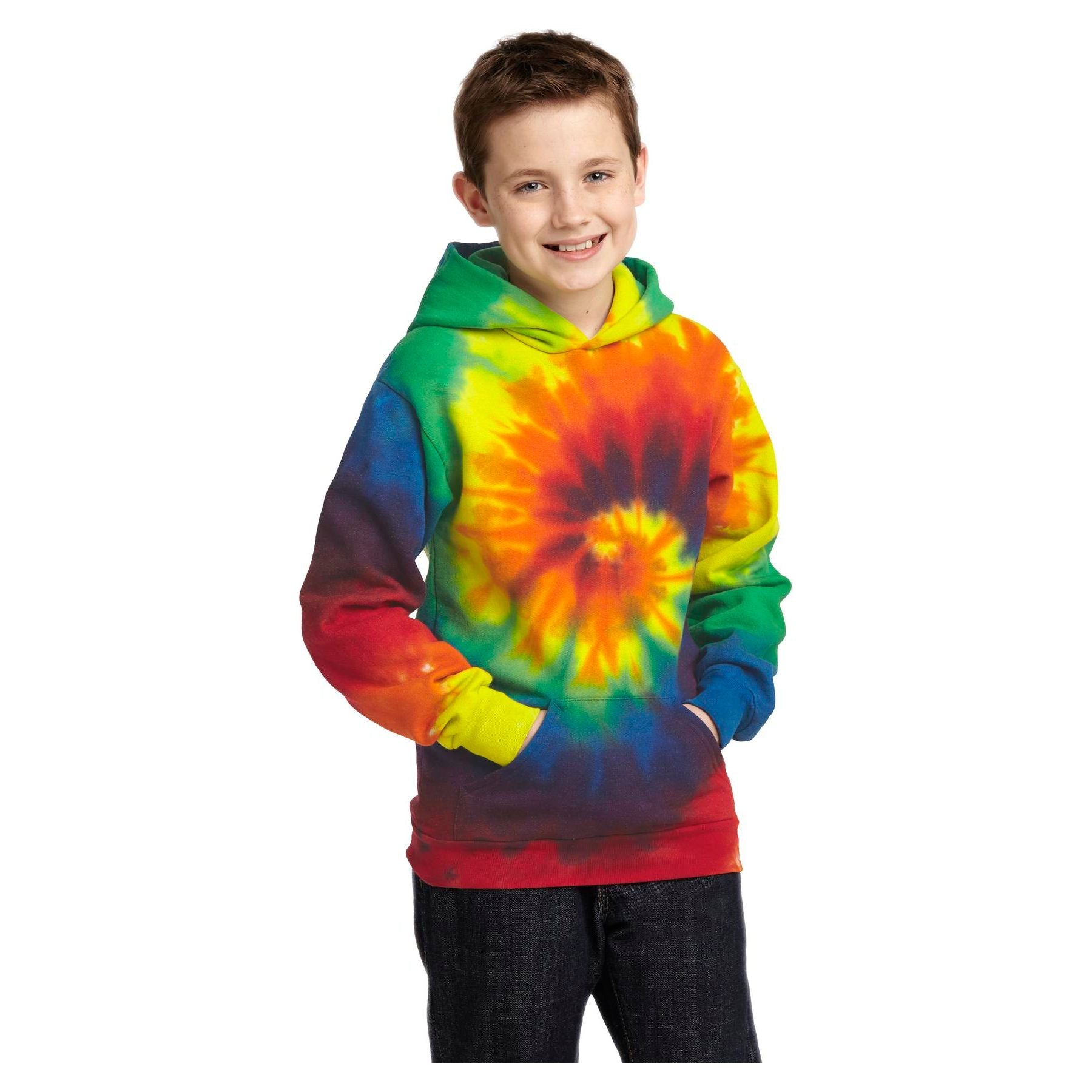 Port & Company ® Youth Tie-Dye Pullover Hooded Sweatshirt. PC146Y - Port & Company PC146Y Sweatshirts/Fleece Port & Company Rainbow XS