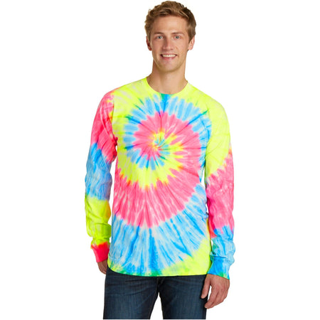 Port & Company ® Tie-Dye Long Sleeve Tee. PC147LS - Port & Company PC147LS T-Shirts Port & Company Neon Rainbow S