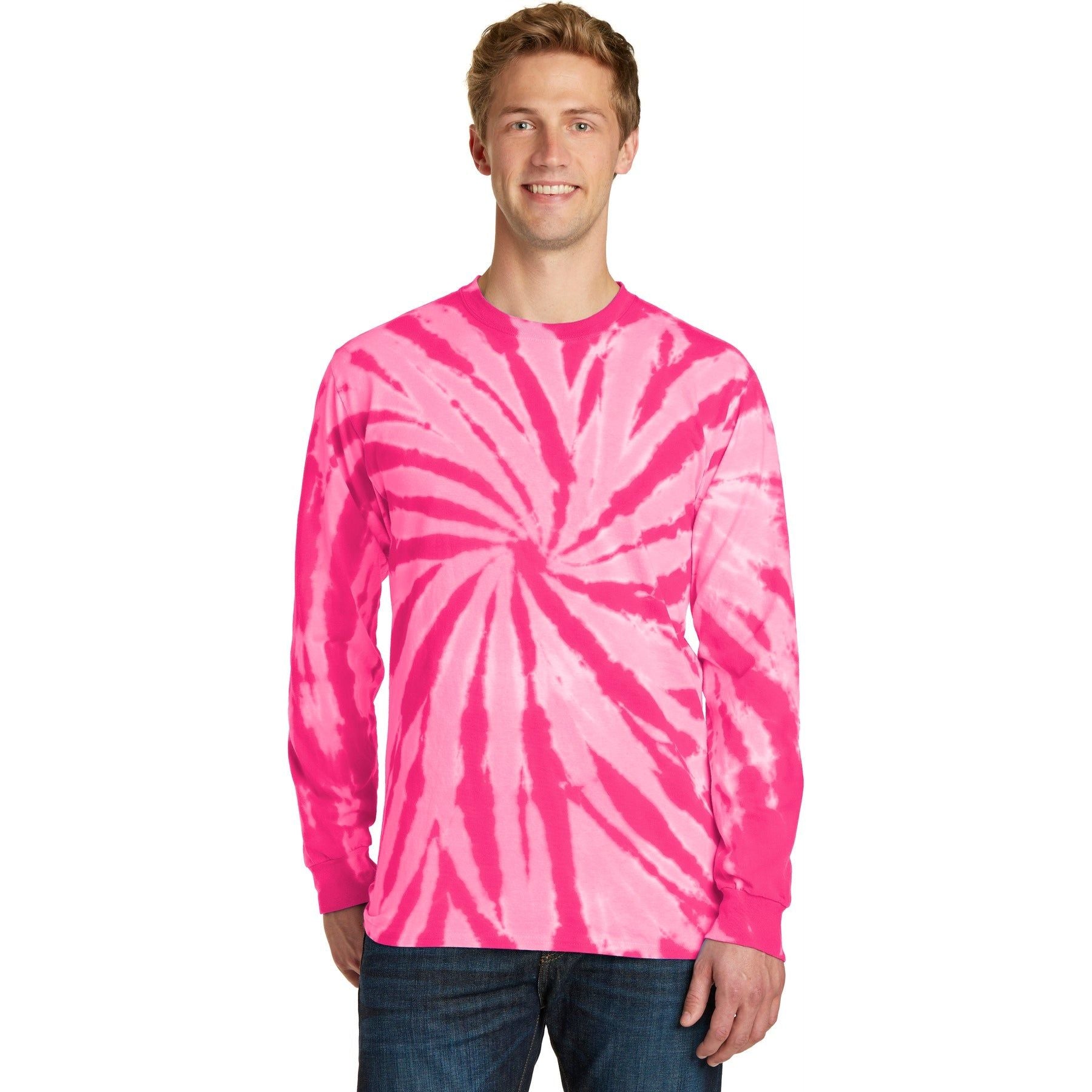 Port & Company ® Tie-Dye Long Sleeve Tee. PC147LS - Port & Company PC147LS T-Shirts Port & Company Pink S