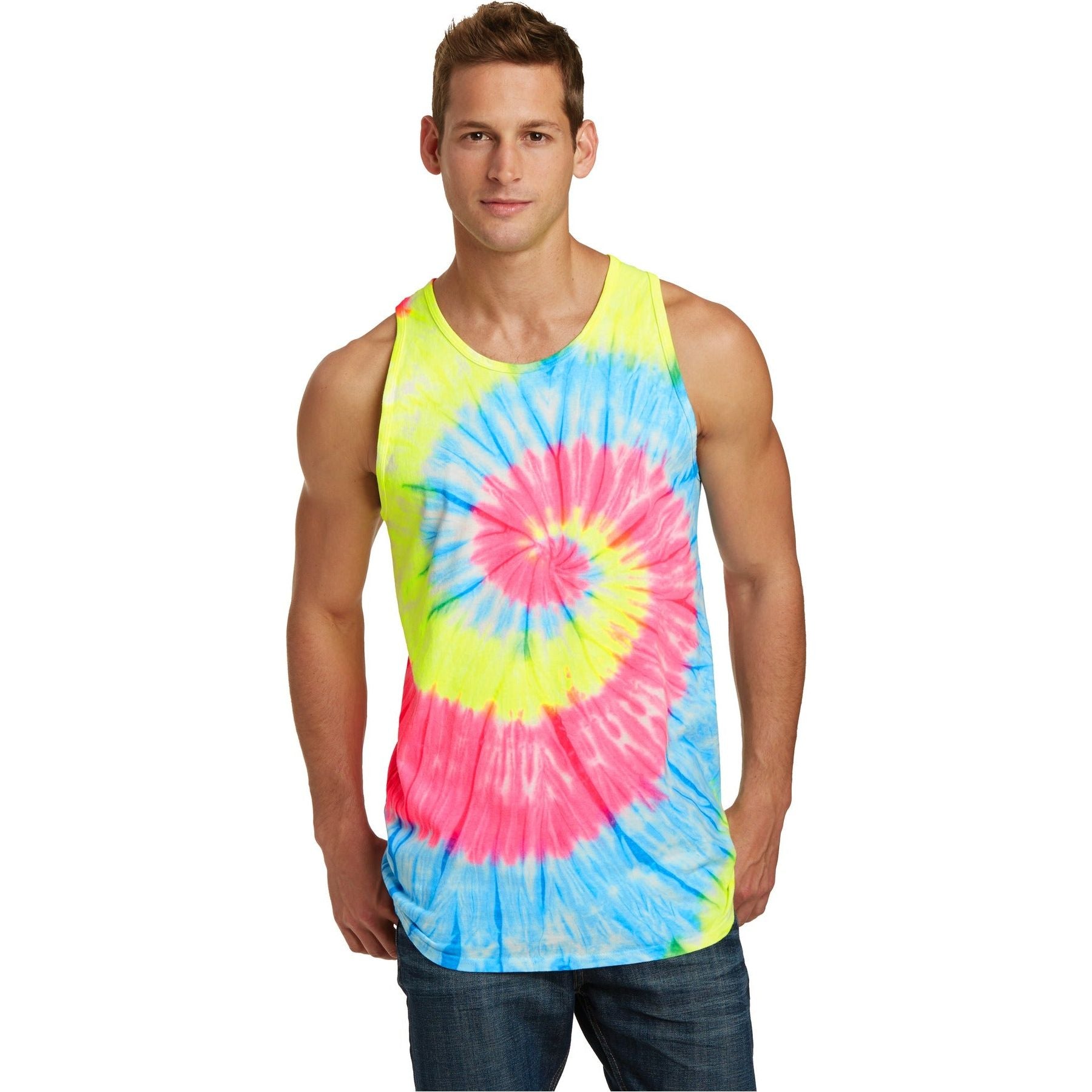 Port & Company ® Tie-Dye Tank Top. PC147TT - Port & Company PC147TT T-Shirts Port & Company Neon Rainbow S