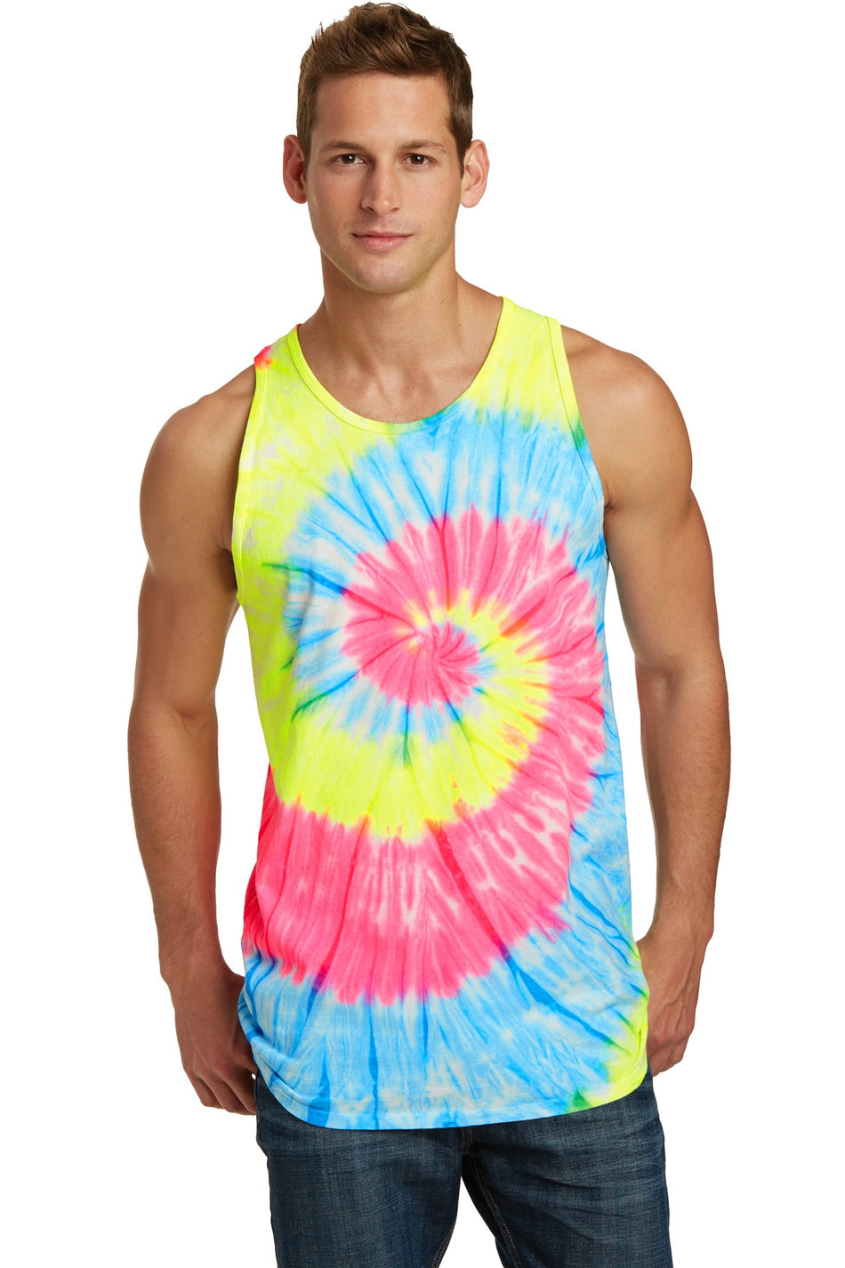 Port & Company ® Tie-Dye Tank Top. PC147TT - Port & Company PC147TT T-Shirts Port & Company Neon Rainbow S