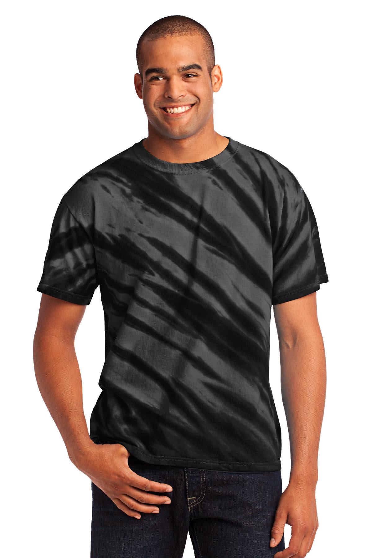 Port & Company ® - Tiger Stripe Tie-Dye Tee. PC148 - Port & Company PC148 T-Shirts Port & Company Black S