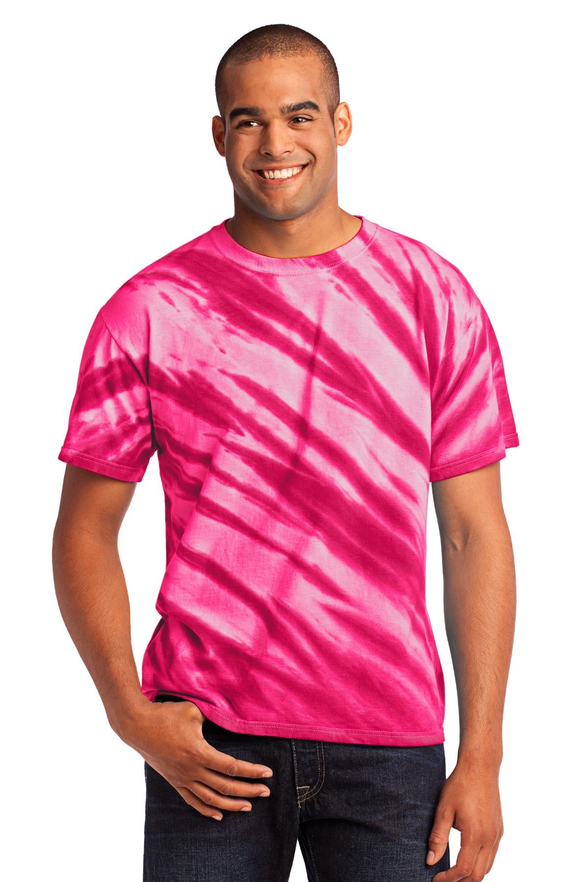 Port & Company ® - Tiger Stripe Tie-Dye Tee. PC148 - Port & Company PC148 T-Shirts Port & Company Pink S