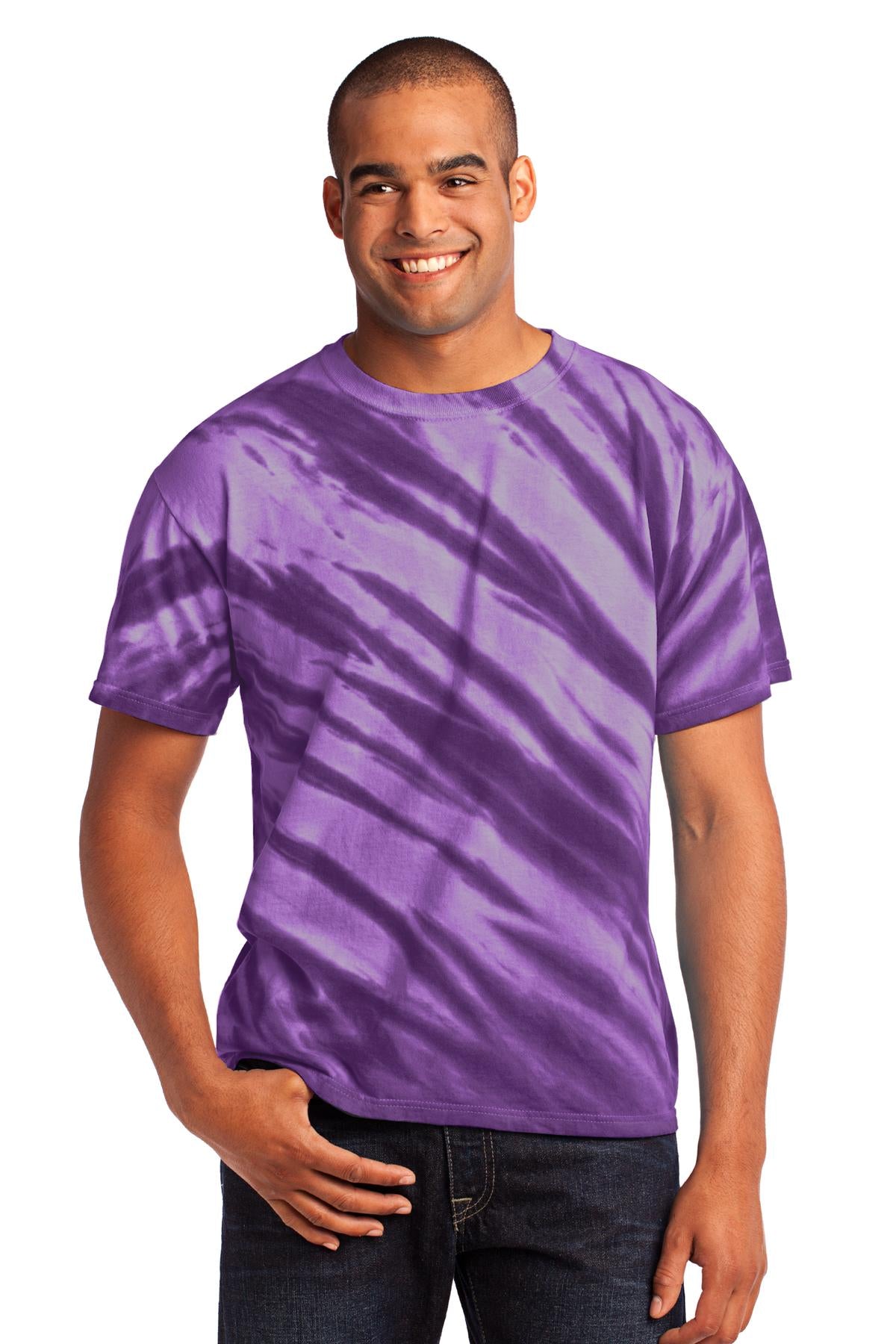 Port & Company ® - Tiger Stripe Tie-Dye Tee. PC148 - Port & Company PC148 T-Shirts Port & Company Purple S