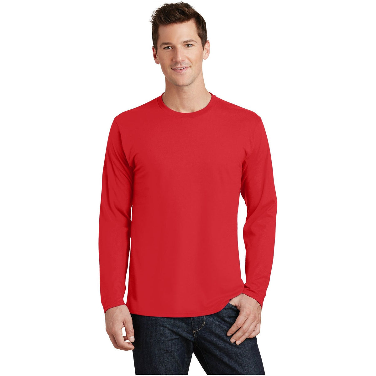 Port & Company ® Long Sleeve Fan Favorite Tee. PC450LS - Bright Red - Port & Company PC450LS T-Shirts Port & Company Bright Red S