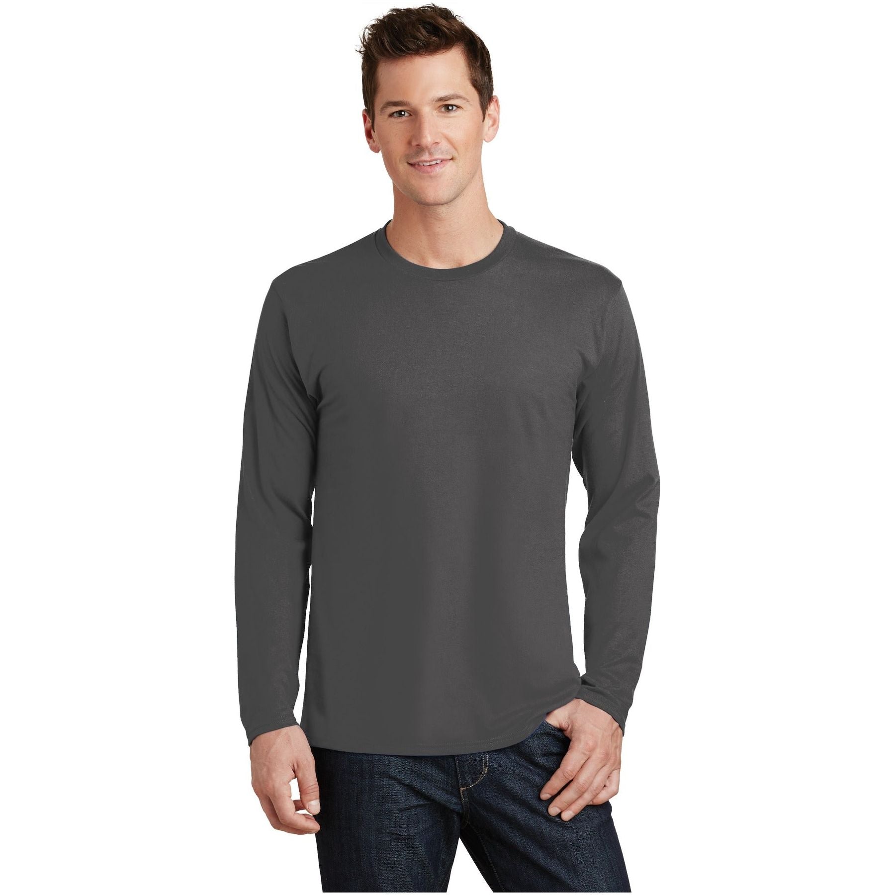 Port & Company ® Long Sleeve Fan Favorite Tee. PC450LS - Charcoal - Port & Company PC450LS T-Shirts Port & Company Charcoal S