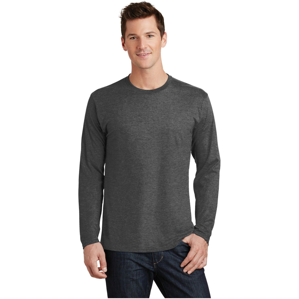 Port & Company ® Long Sleeve Fan Favorite Tee. PC450LS - Dark Heather Grey - Port & Company PC450LS T-Shirts Port & Company Dark Heather Grey S