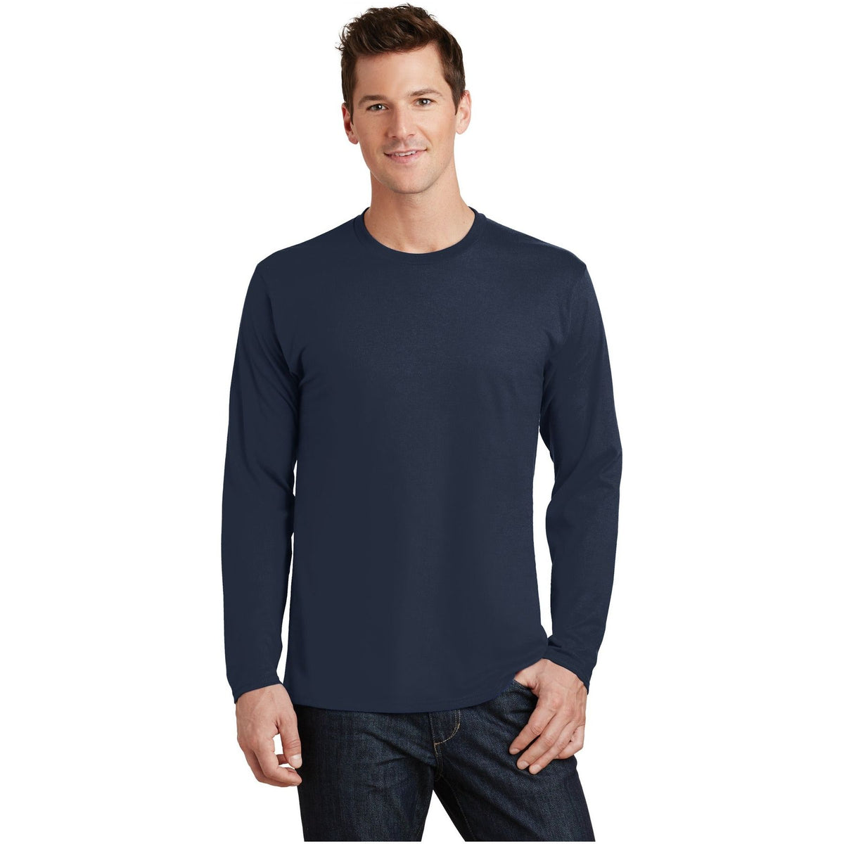 Port & Company ® Long Sleeve Fan Favorite Tee. PC450LS - Deep Navy - Port & Company PC450LS T-Shirts Port & Company Deep Navy S