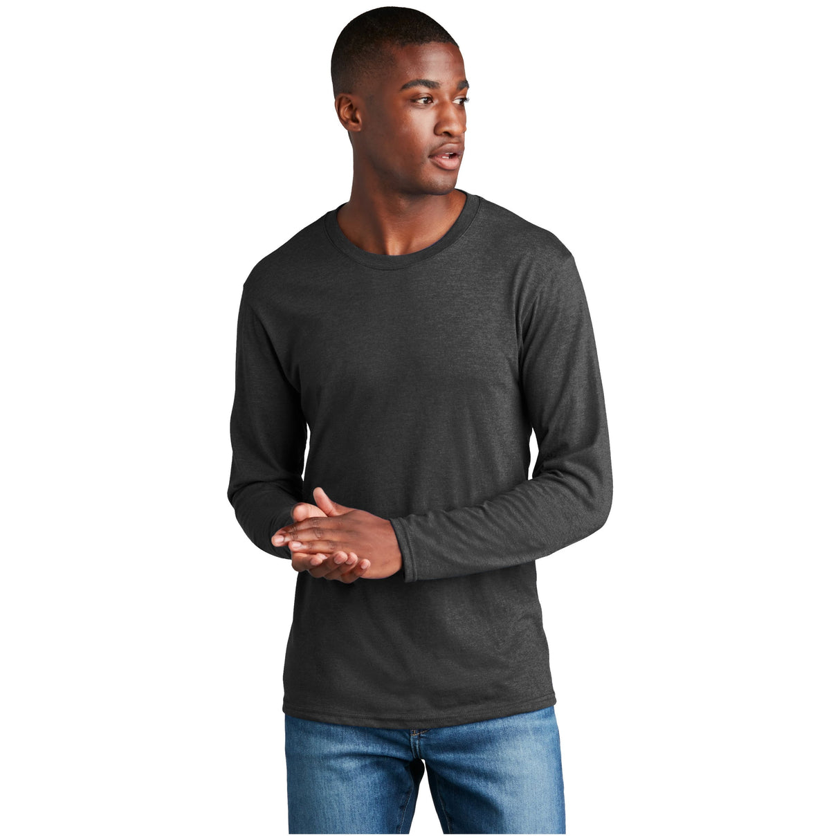 Port & Company® Long Sleeve Fan Favorite™ Blend Tee PC455LS T-Shirts Port & Company Black Heather S