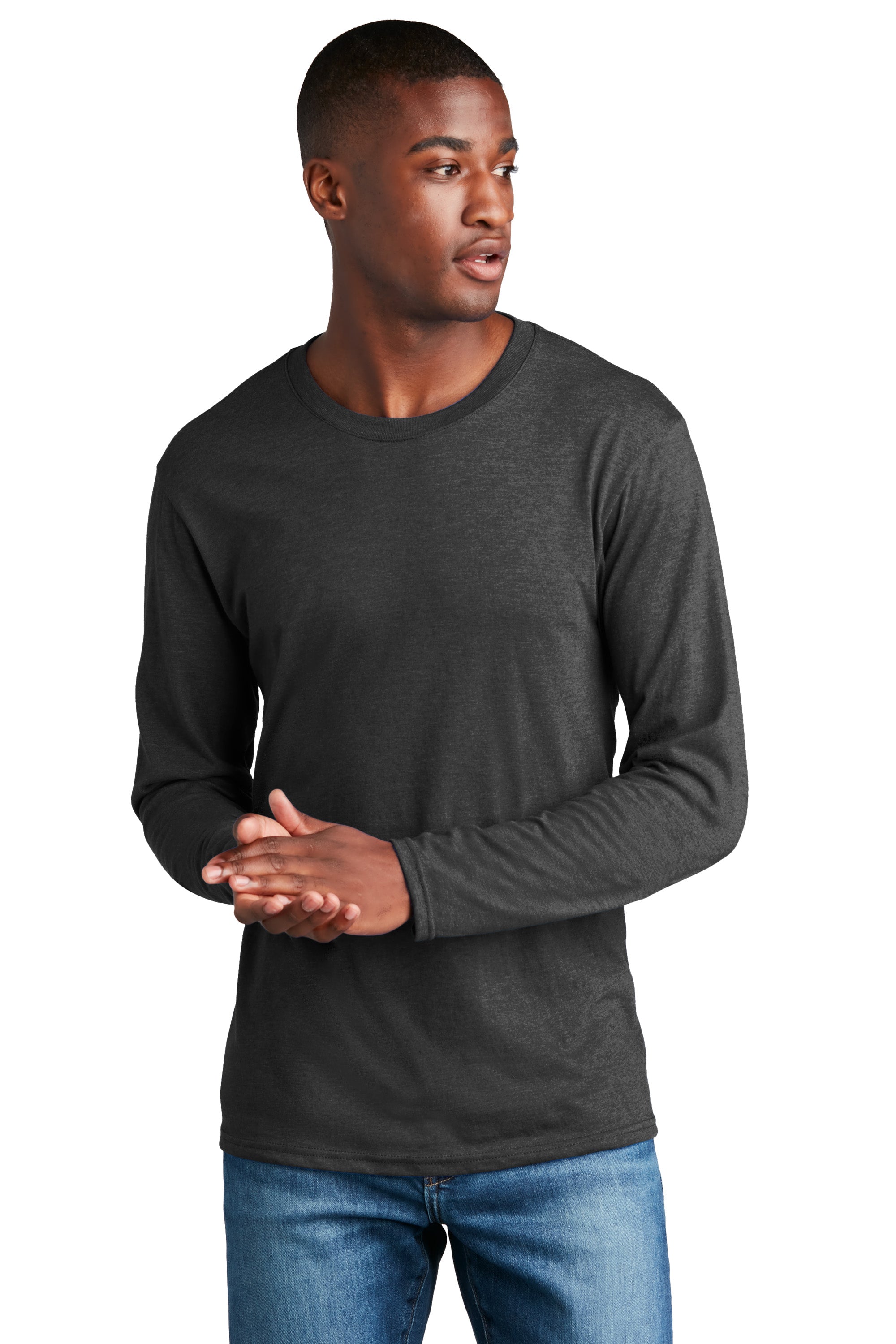 Port & Company® Long Sleeve Fan Favorite™ Blend Tee PC455LS T-Shirts Port & Company Black Heather S