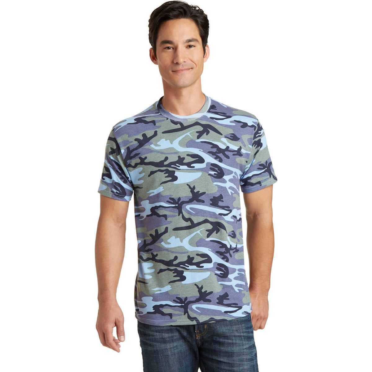 Port & Company ® Core Cotton Camo Tee. PC54C - Port & Company PC54C T-Shirts Port & Company Woodland Blue Camo S