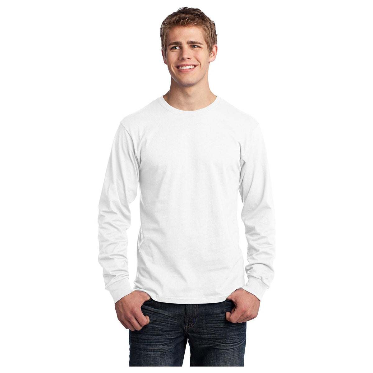 Port & Company ® - Long Sleeve Core Cotton Tee. PC54LS - White - Port & Company PC54LS T-Shirts Port & Company White S