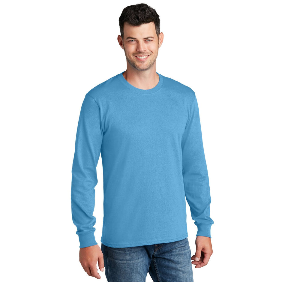 Port & Company ® - Long Sleeve Core Cotton Tee. PC54LS - Aquatic Blue - Port & Company PC54LS T-Shirts Port & Company Aquatic Blue S