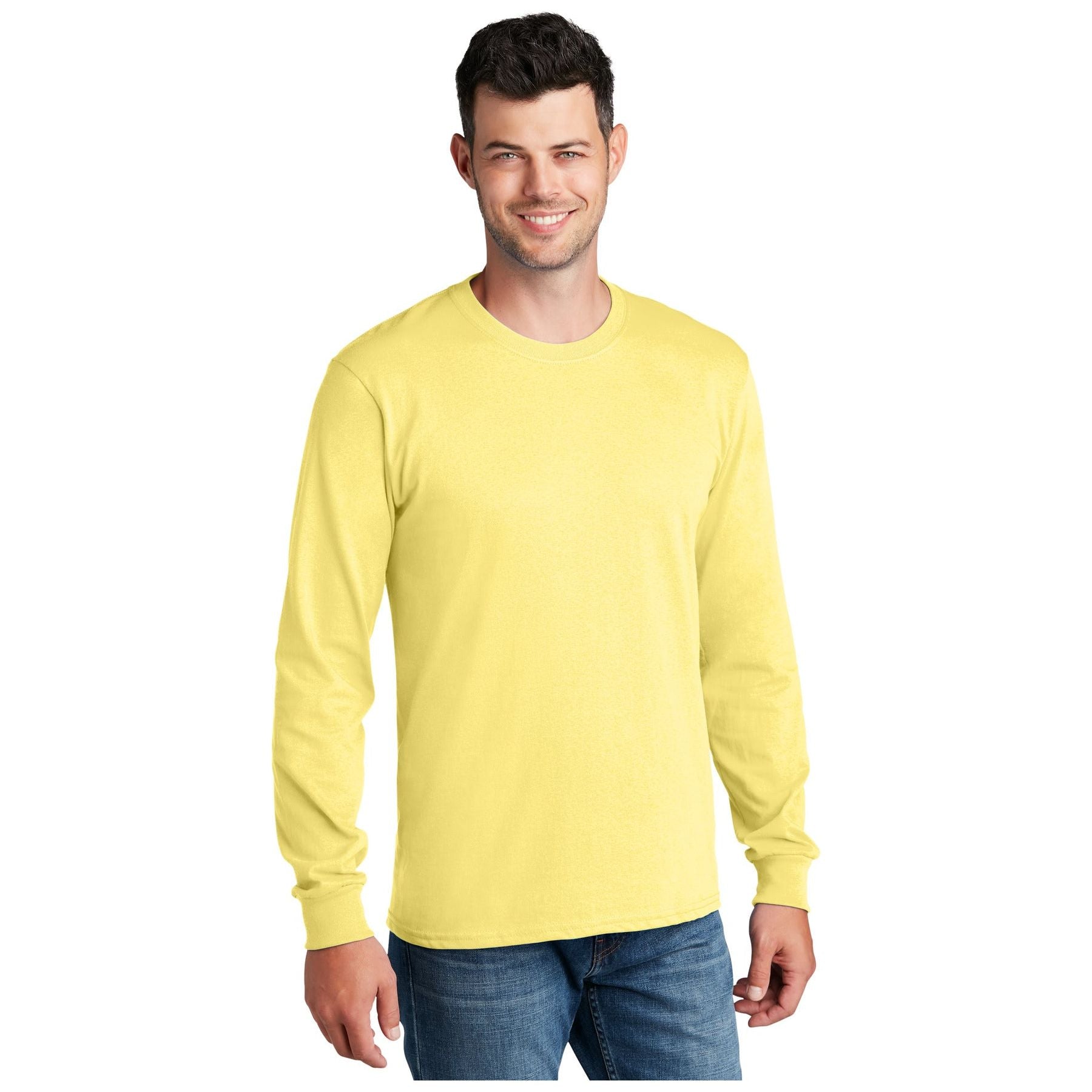 Port & Company ® - Long Sleeve Core Cotton Tee. PC54LS - Yellow - Port & Company PC54LS T-Shirts Port & Company Yellow S