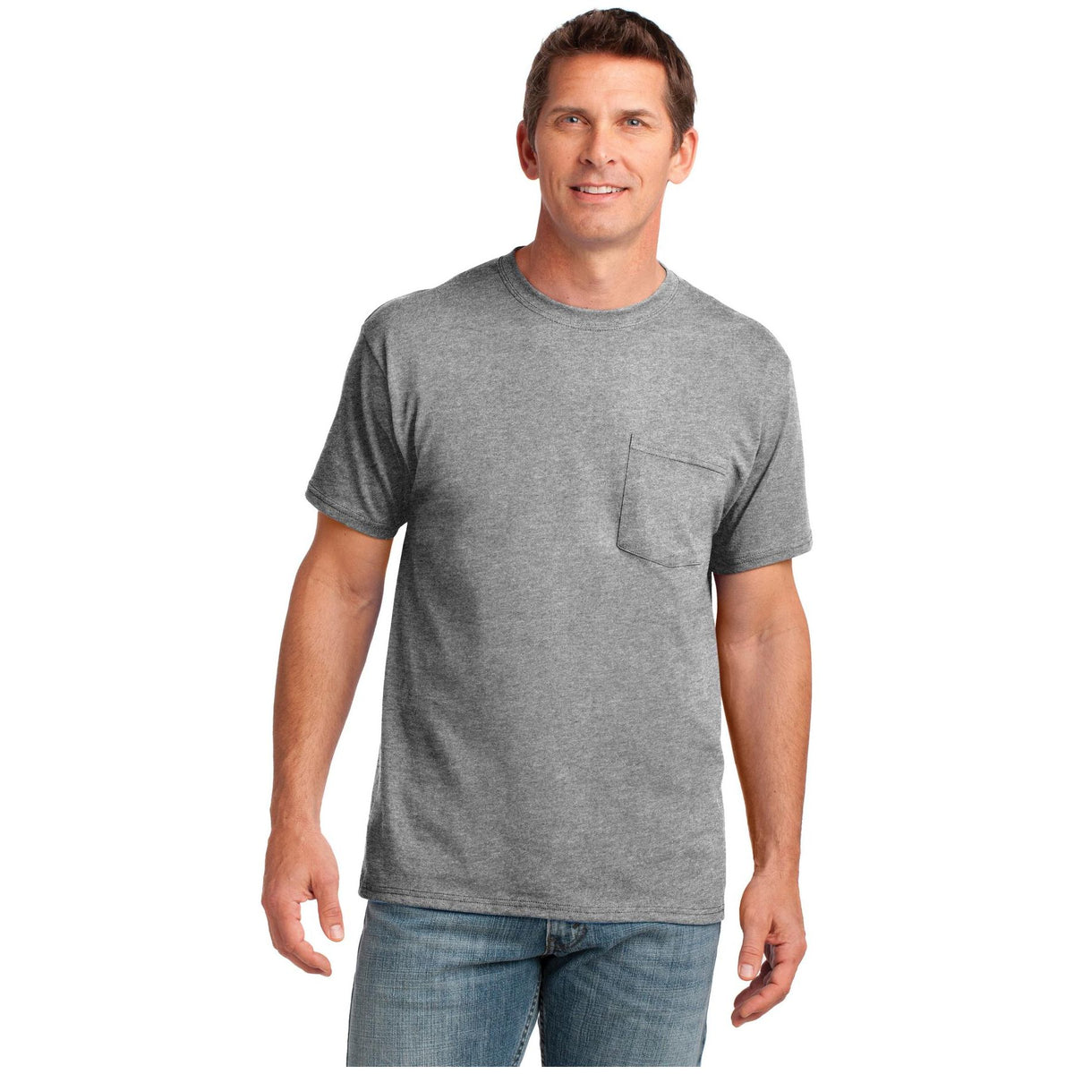 Port & Company ® Core Cotton Pocket Tee. PC54P - Port & Company PC54P T-Shirts Port & Company Athletic Heather S