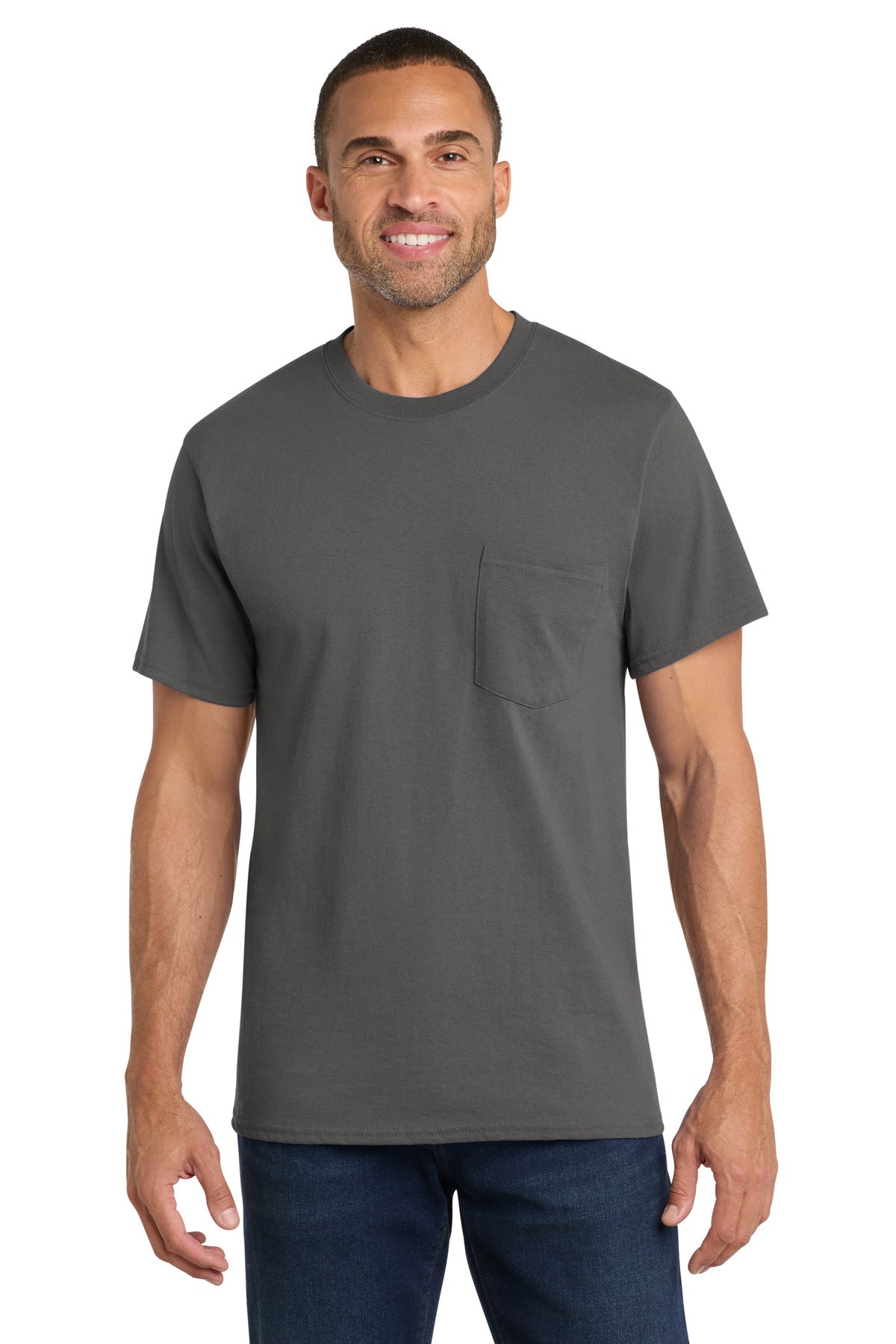 Port & Company PC54P Core Cotton Pocket Tee Wholesale Blank Pocket Tees | Port & Co PC54P
