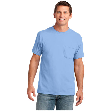 Port & Company ® Core Cotton Pocket Tee. PC54P - Port & Company PC54P T-Shirts Port & Company Light Blue S