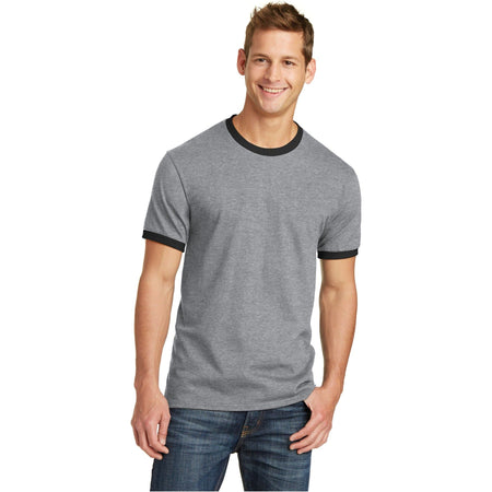 Port & Company ® Core Cotton Ringer Tee. PC54R - Port & Company PC54R T-Shirts Port & Company Athletic Heather/ Jet Black S