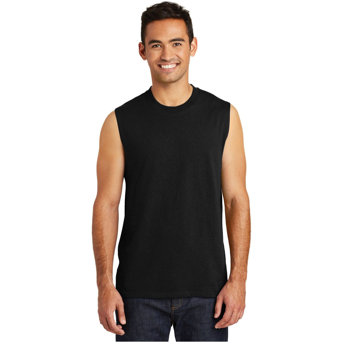 Port & Company ® Core Cotton Sleeveless Tee. PC54SL - Port & Company PC54SL T-Shirts Port & Company Jet Black S