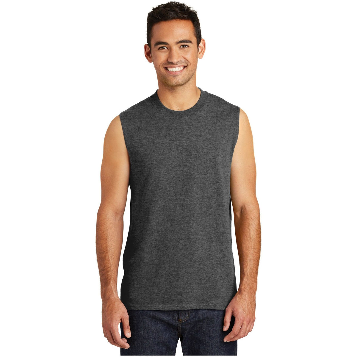 Port & Company ® Core Cotton Sleeveless Tee. PC54SL - Port & Company PC54SL T-Shirts Port & Company Dark Heather Grey S