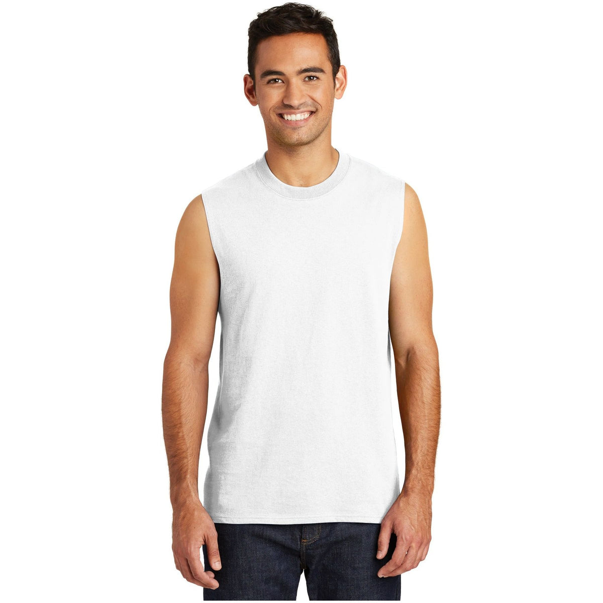 Port & Company ® Core Cotton Sleeveless Tee. PC54SL - Port & Company PC54SL T-Shirts Port & Company White S