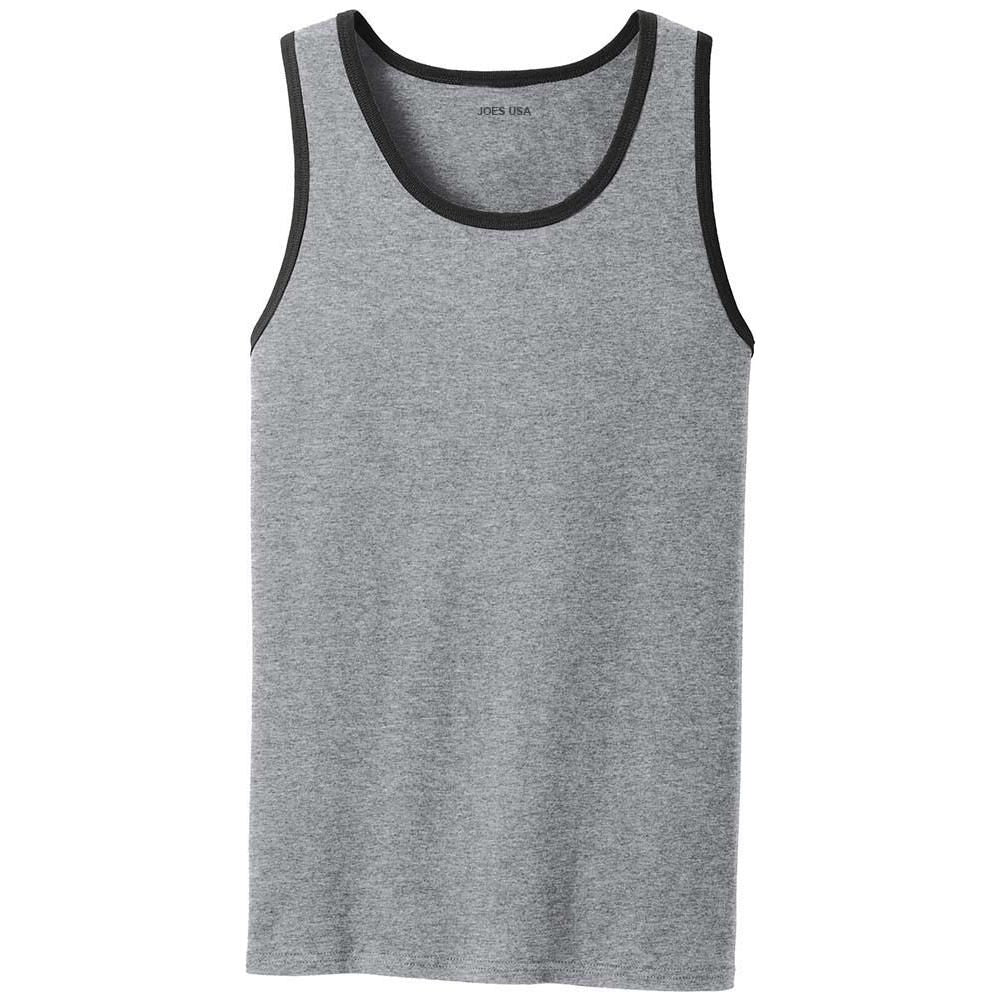 Joe's USA Mens 5.4-oz 100% Cotton Tank Tops in Sizes S-4XL Activewear Joe's USA S Athletic Heather/Black