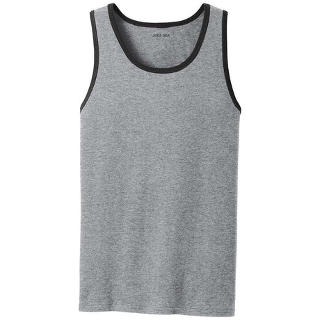 Joe's USA Mens 5.4-oz 100% Cotton Tank Tops in Sizes S-4XL Activewear Joe's USA S Athletic Heather/Black