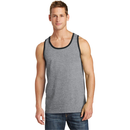 Port & Company ® Core Cotton Tank Top. PC54TT - Athletic Heather/ Jet Black - Port & Company PC54TT T-Shirts Port & Company Athletic Heather/ Jet Black S