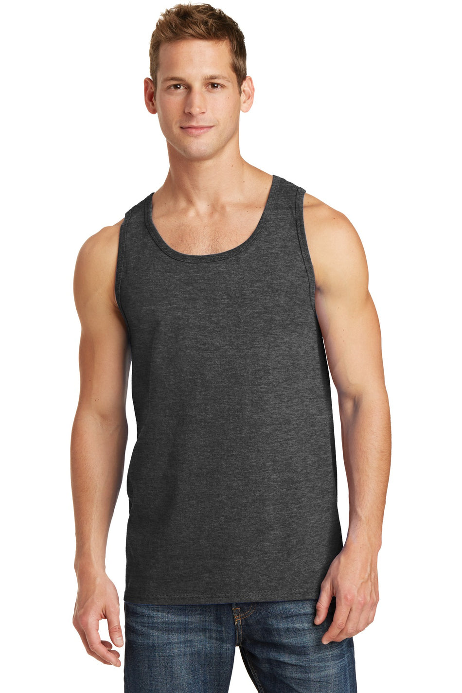 Port & Company ® Core Cotton Tank Top. PC54TT - Dark Heather Grey - Port & Company PC54TT T-Shirts Port & Company Dark Heather Grey S