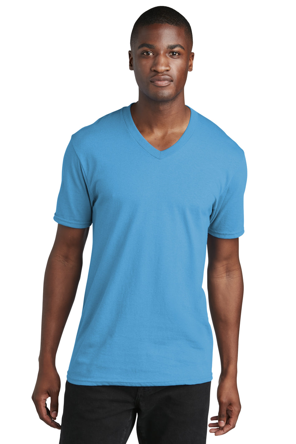 Port & Company® Core Cotton V-Neck Tee PC54V Port & Company Aquatic Blue S