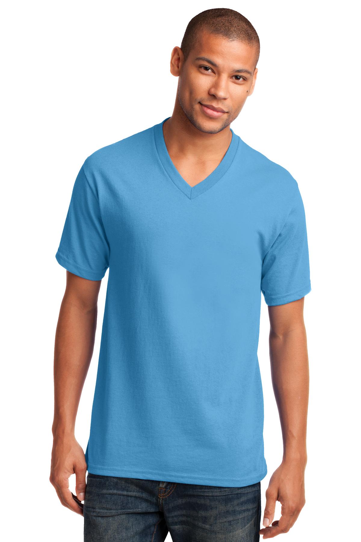 Port & Company ® Core Cotton V-Neck Tee. PC54V - Port & Company PC54V T-Shirts Port & Company Aquatic Blue S