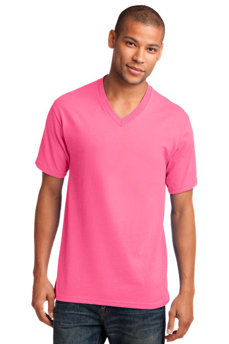 Port & Company ® Core Cotton V-Neck Tee. PC54V - Port & Company PC54V T-Shirts Port & Company Neon Pink S