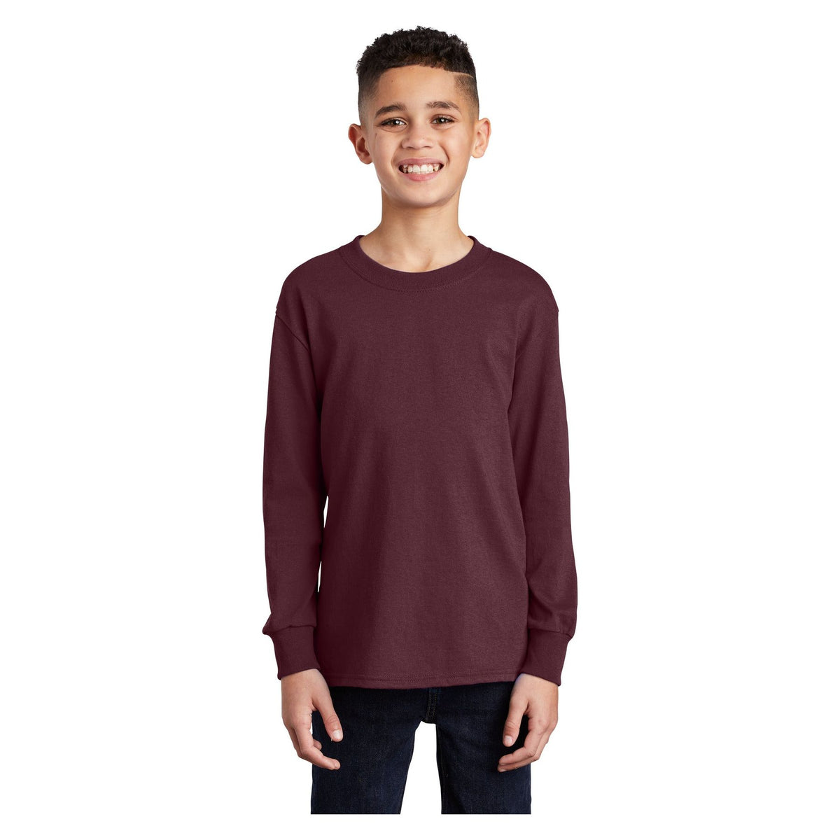 Port & Company ® Youth Long Sleeve Core Cotton Tee. PC54YLS - Port & Company PC54YLS T-Shirts Port & Company Athletic Maroon XS