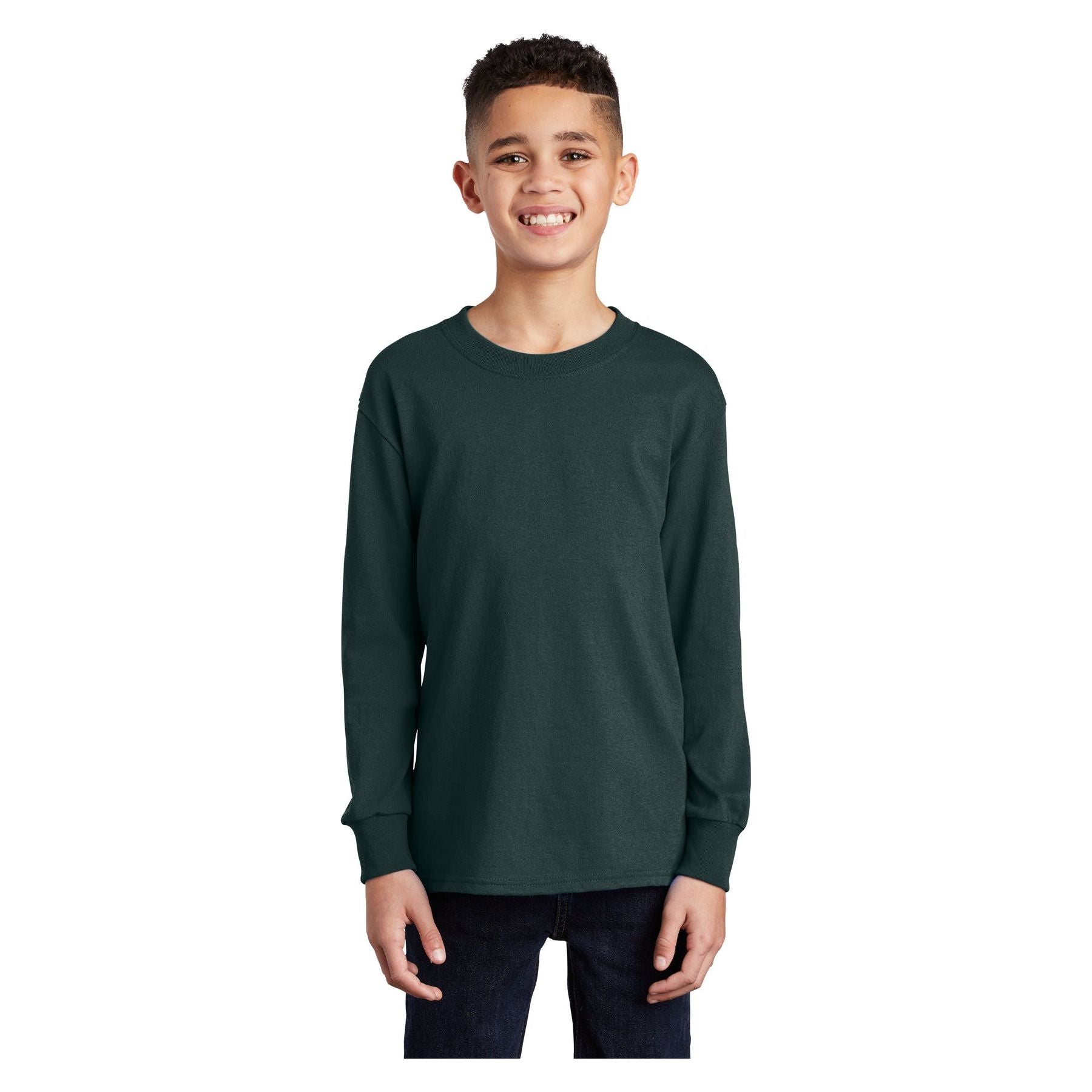 Port & Company ® Youth Long Sleeve Core Cotton Tee. PC54YLS - Port & Company PC54YLS T-Shirts Port & Company Dark Green XS