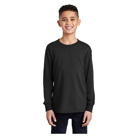 Port & Company ® Youth Long Sleeve Core Cotton Tee. PC54YLS - Port & Company PC54YLS T-Shirts Port & Company Jet Black XS