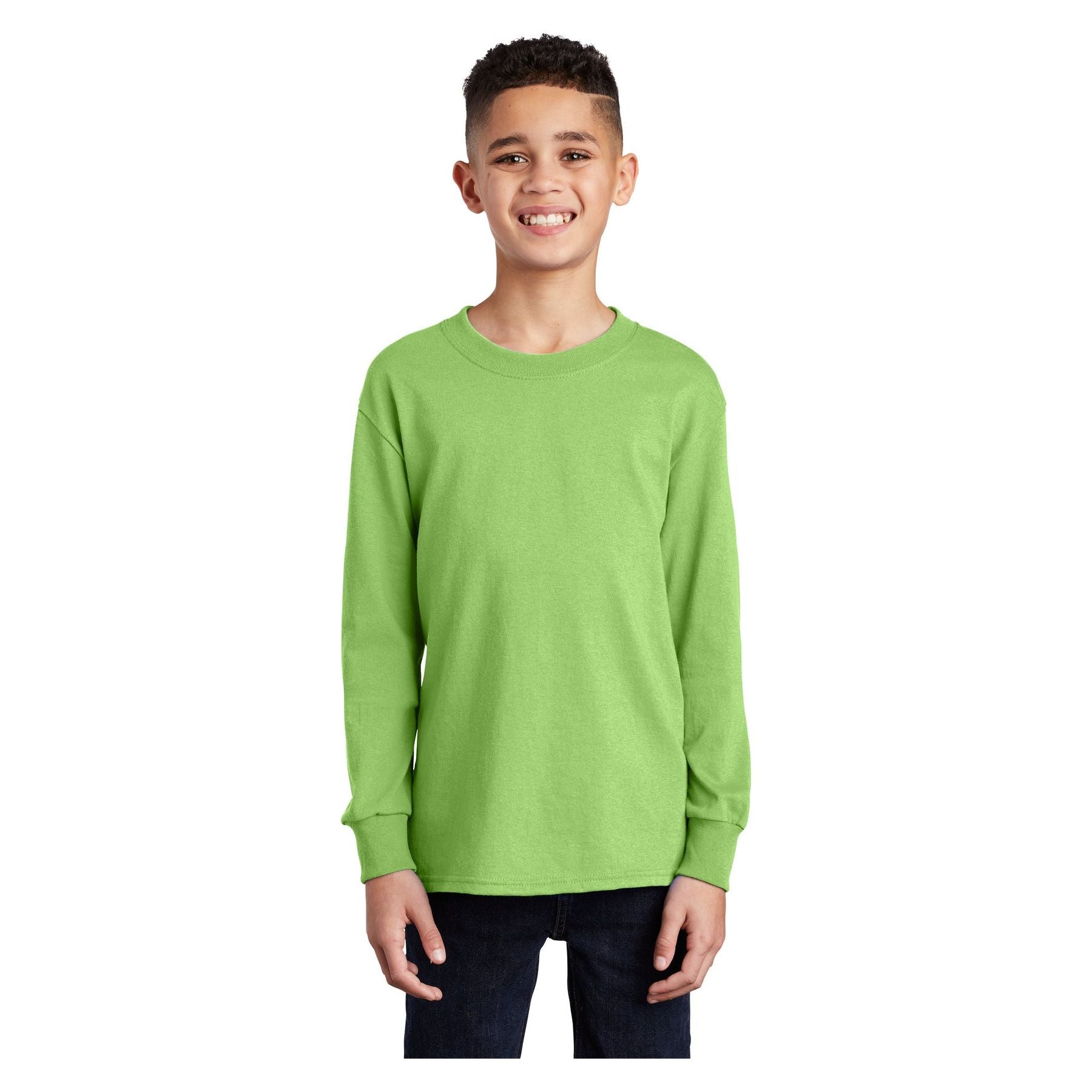 Port & Company ® Youth Long Sleeve Core Cotton Tee. PC54YLS - Port & Company PC54YLS T-Shirts Port & Company Lime XS