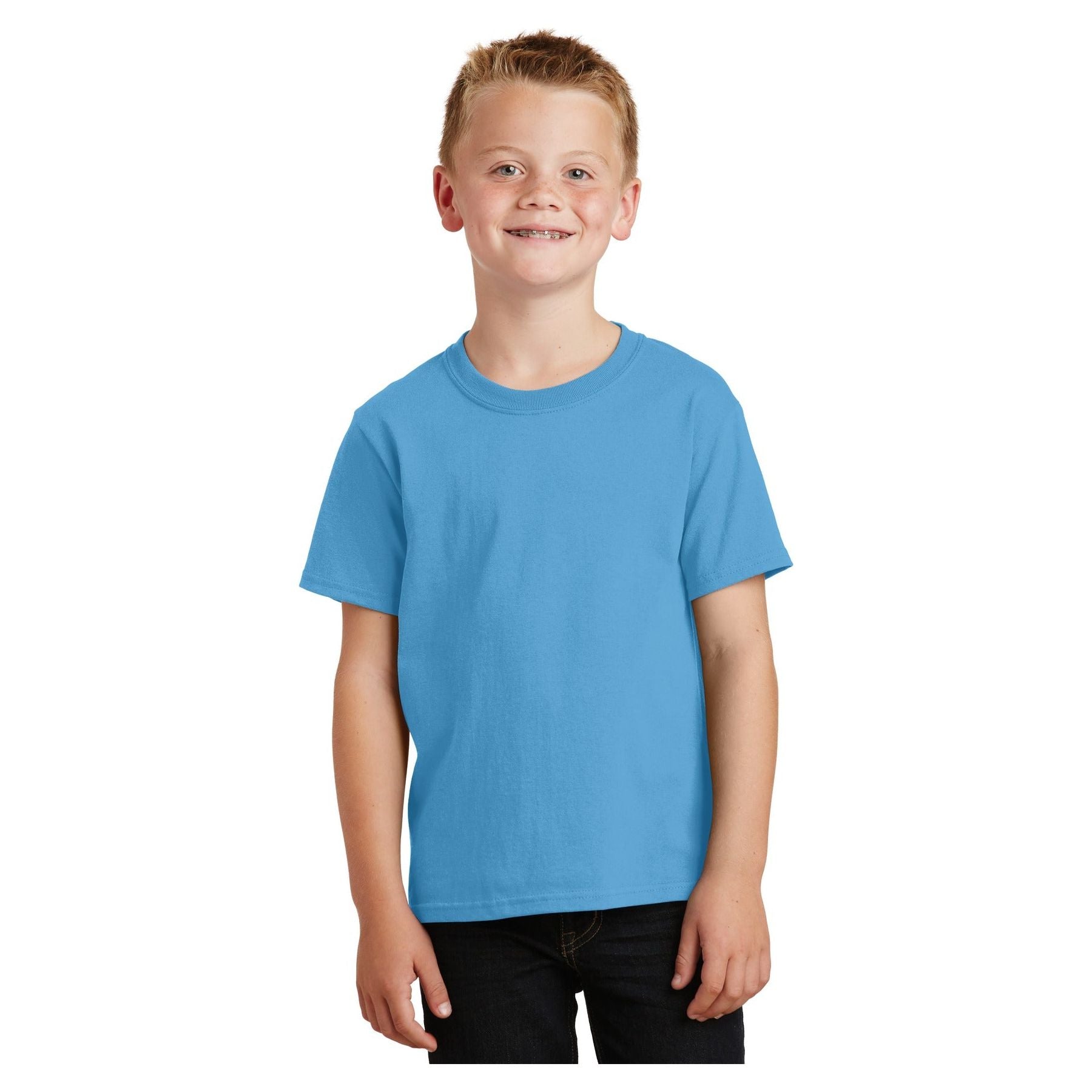 Port & Company ® - Youth Core Cotton Tee. PC54Y - Aquatic Blue - Port & Company PC54Y T-Shirts Port & Company Aquatic Blue XS