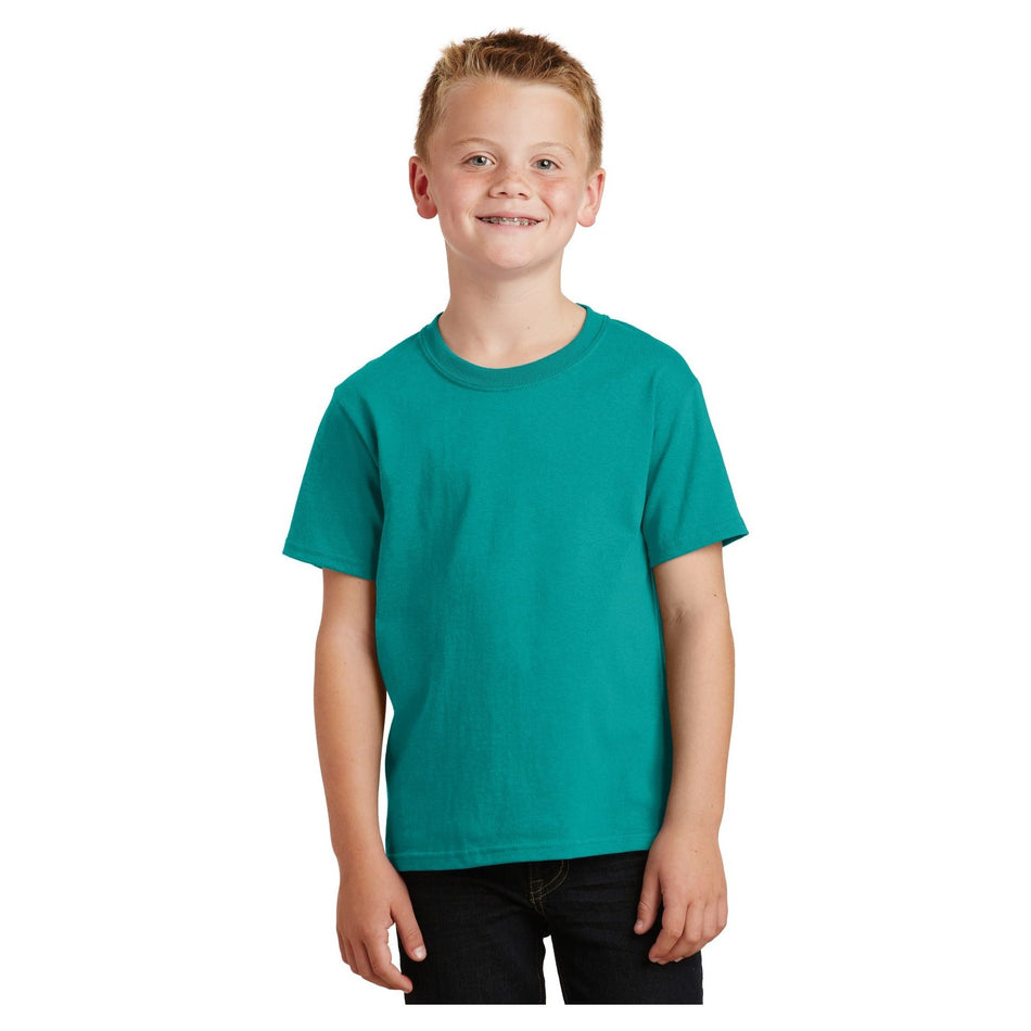 Port & Company ® - Youth Core Cotton Tee. PC54Y - Bright Aqua - Port & Company PC54Y T-Shirts Port & Company Bright Aqua XS