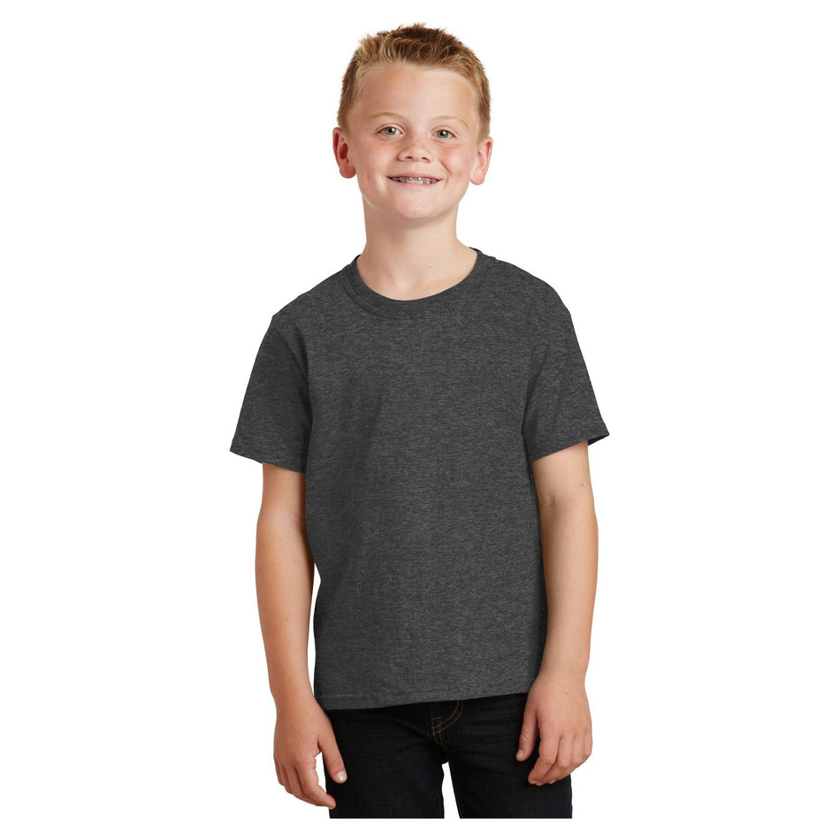 Port & Company ® - Youth Core Cotton Tee. PC54Y - Dark Heather Grey - Port & Company PC54Y T-Shirts Port & Company Dark Heather Grey XS