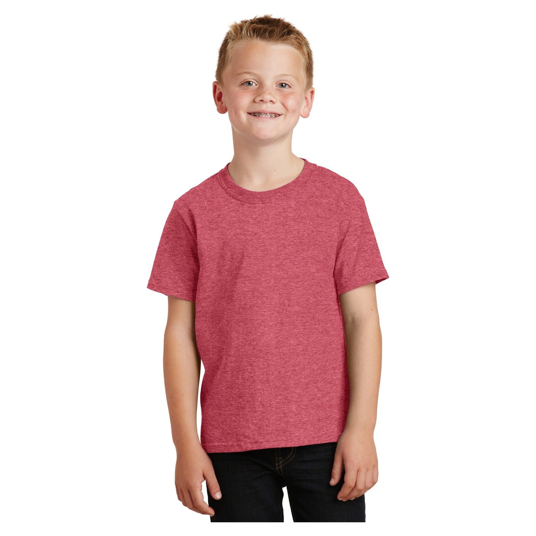 Port & Company ® - Youth Core Cotton Tee. PC54Y - Heather Red - Port & Company PC54Y T-Shirts Port & Company Heather Red XS