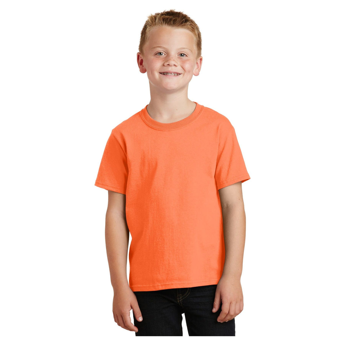 Port & Company ® - Youth Core Cotton Tee. PC54Y - Neon Orange - Port & Company PC54Y T-Shirts Port & Company Neon Orange XS