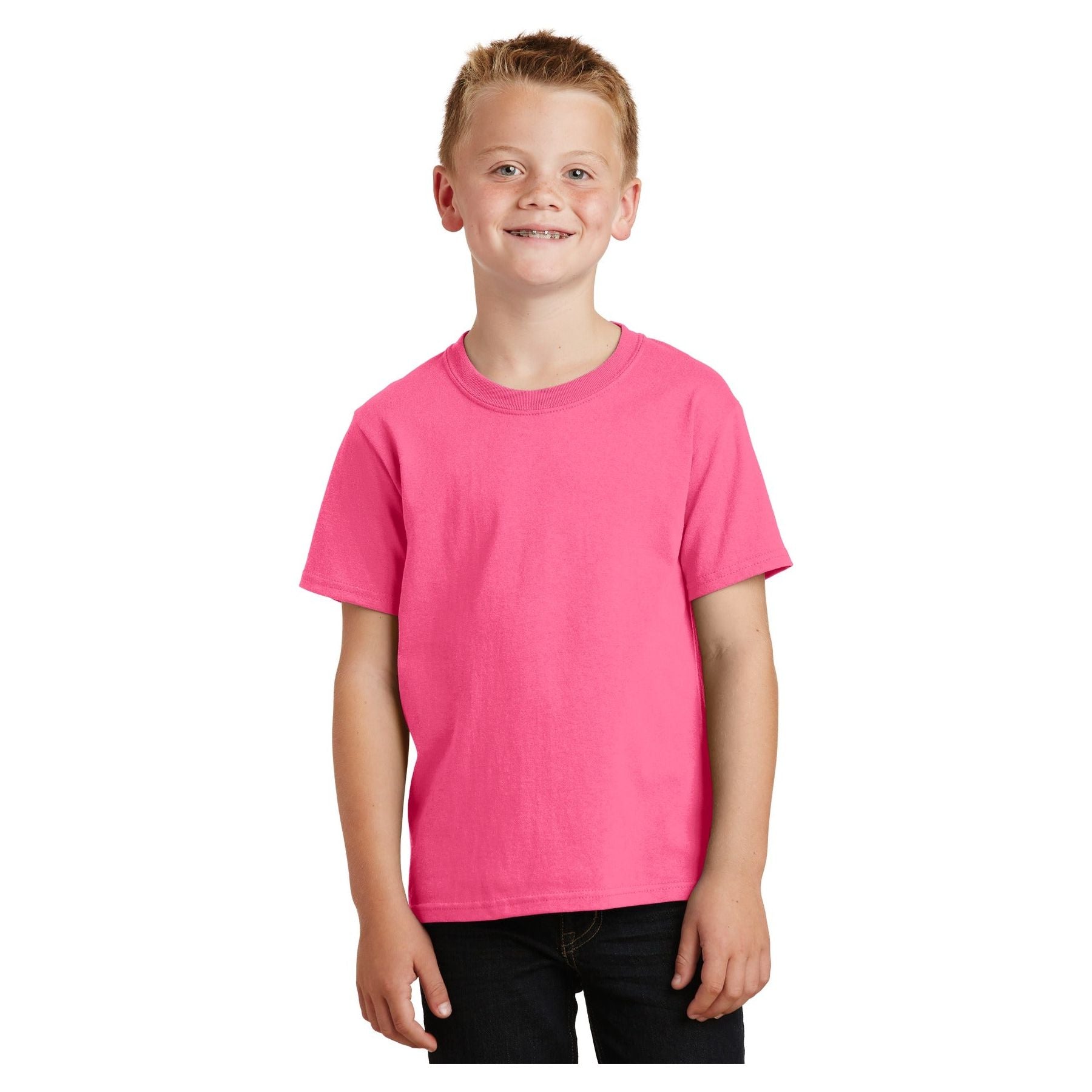 Port & Company ® - Youth Core Cotton Tee. PC54Y - Neon Pink - Port & Company PC54Y T-Shirts Port & Company Neon Pink XS