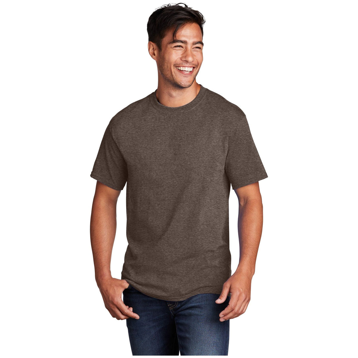 Port & Company ® - Core Cotton Tee. PC54 - Heather Dark Chocolate Brown - Port & Company PC54 T-Shirts Port & Company Heather Dark Chocolate Brown S