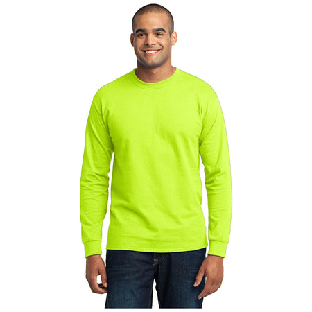 Port & Company ® - Long Sleeve Core Blend Tee. PC55LS - Safety Green - Port & Company PC55LS T-Shirts Port & Company Safety Green S