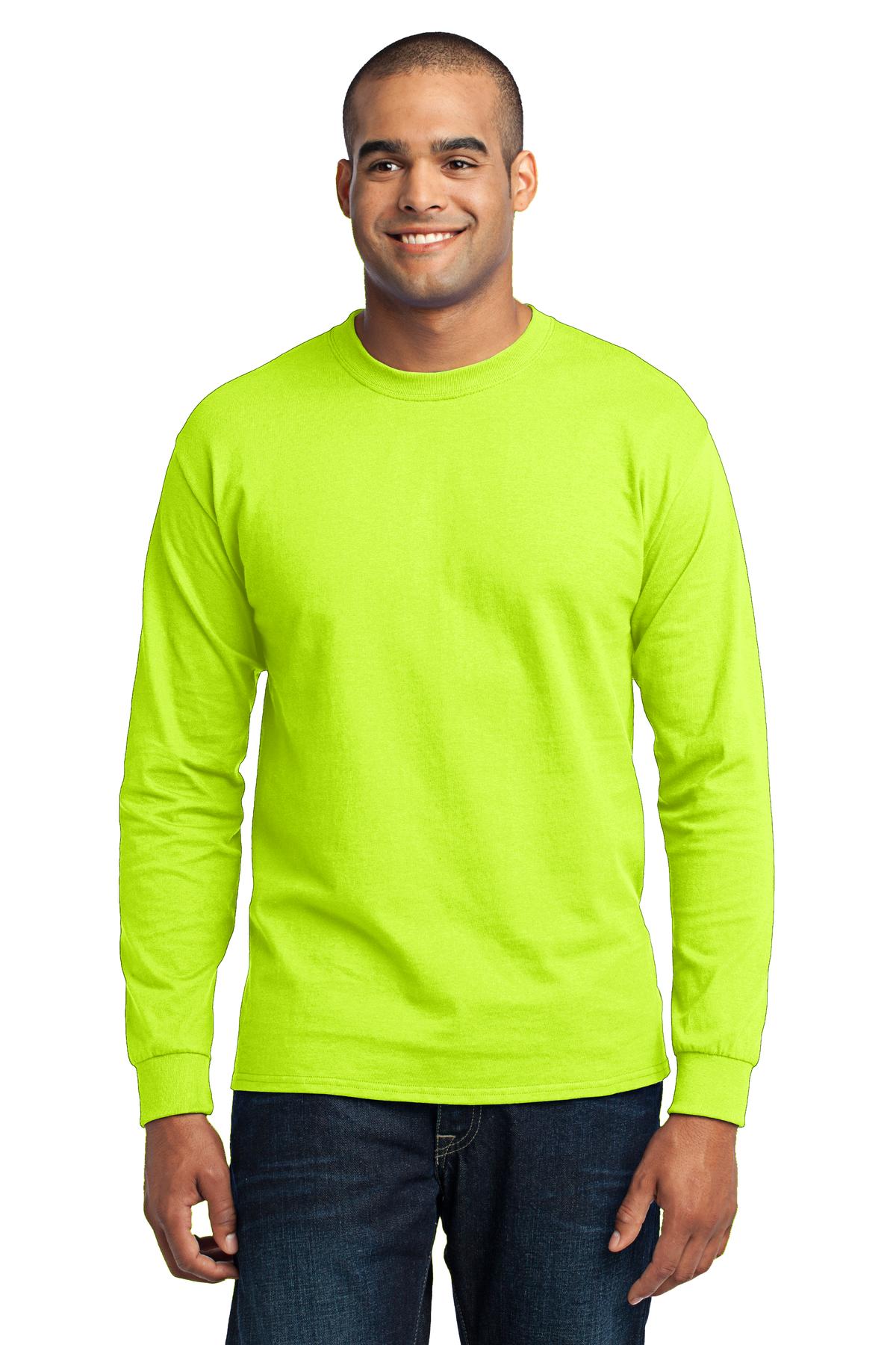 Port & Company ® Tall Long Sleeve Core Blend Tee. PC55LST - Port & Company PC55LST T-Shirts Port & Company Safety Green LT