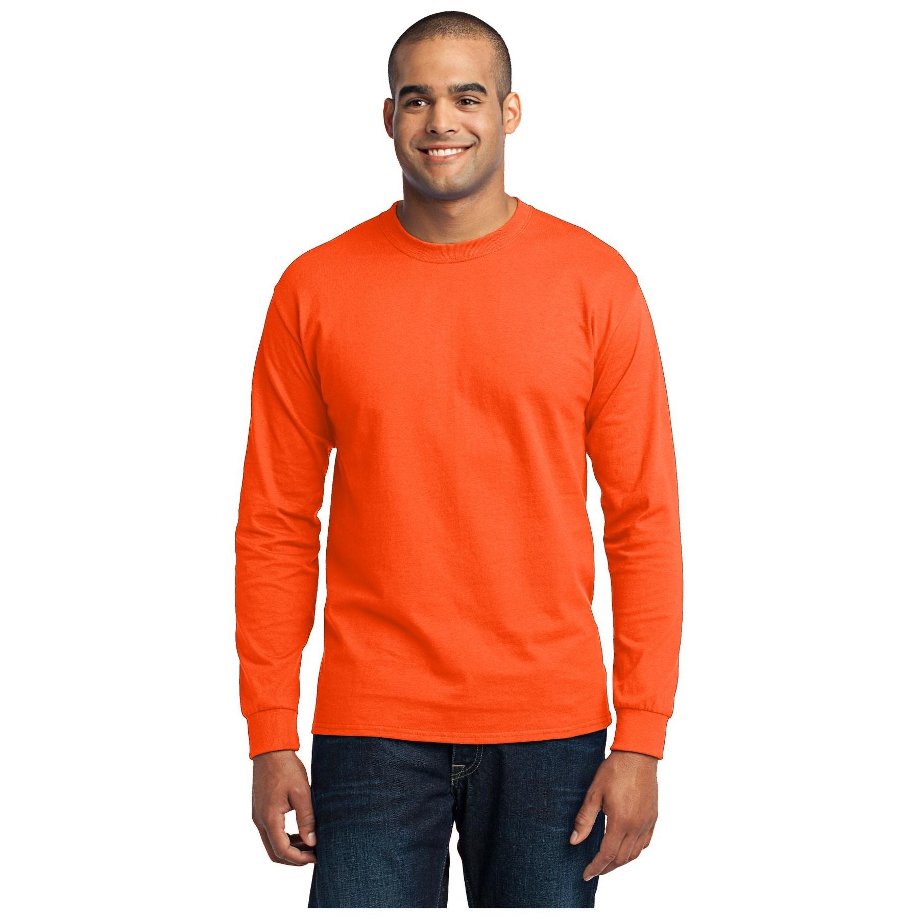 Port & Company ® - Long Sleeve Core Blend Tee. PC55LS - Safety Orange - Port & Company PC55LS T-Shirts Port & Company Safety Orange S