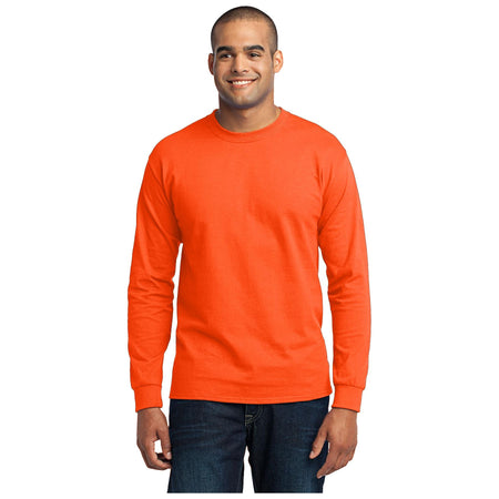 Port & Company ® - Long Sleeve Core Blend Tee. PC55LS - Safety Orange - Port & Company PC55LS T-Shirts Port & Company Safety Orange S